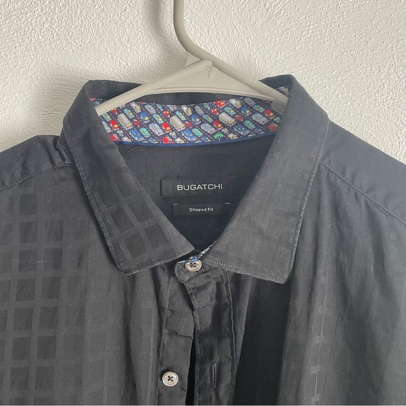 Bugatchi Mens Long Sleeve black window pane shaped fit size large city design - Picture 2 of 11